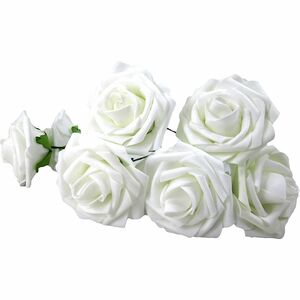 造花 バラ 7センチ ウレタン製の花 50本 (ホワイト)