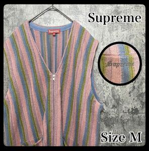 シュプリーム　supreme ストライプ　ベスト　ピンク　モーガン蔵人着用　秋服Supreme 22ss/stripe sweater vest アクリル　マルチカラー　M