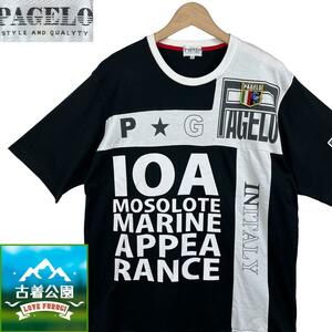 ★サイズL★PAGELO★半袖Tシャツ カットソー トップス クルーネック ワッペン エンブレム パジェロ メンズ T2467 古着公園