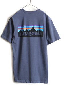 ■ パタゴニア プリント 半袖 Tシャツ ( メンズ S ) Patagonia アウトドア フィッツロイ プリントT ロゴTシャツ ネイビー クルーネック 紺