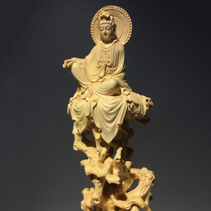 即決# 観音菩薩 木彫 縁起物 細密彫刻 自在観音 仏像 置物 仏教美術