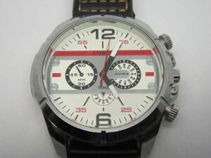 AMBER TIMEクオーツ電池交換済み稼働品 A904特大横リューズ含まず約4.9cm腕腕時計