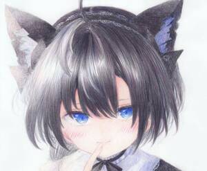 ★A４オリジナル手描きイラスト★「黒猫ちゃん」