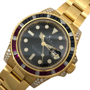 ロレックス ROLEX GMTマスター2 ランダムシリアル 116758SARU ブラック K18YG 腕時計 メンズ 中古