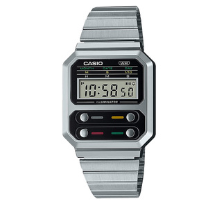 CASIO カシオ A100WE-1A 復刻版 腕時計 スタンダード デジタル シルバー ユニセックス メンズ レディース 男性 ビジネス レトロ ステンレス