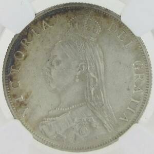 1887 NGC MS62 イギリス ビクトリア女王 ジュビリーヘッド 2シリング 1フローリン 銀貨 アンティークコイン ヴィクトリア トーン