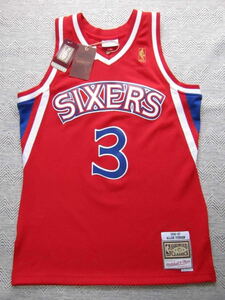 美品 NBA 76ers IVERSON #3 アレン・アイバーソン Mitchell&Ness ミッチェルアンドネス シクサーズ スウィングマン ユニフォーム 刺繍