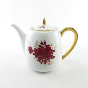 OKURA 大倉陶園 レッドローズ ポット 茶器 バラ 薔薇 花柄 フラワー SU5257T