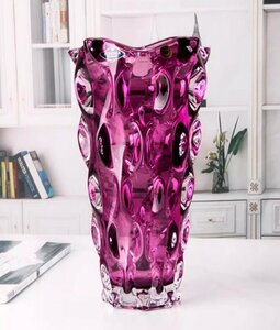 極美品　クリスタルガラス　ガラス　クリスタル　花瓶　チェコ　ボヘミア　BOHEMIA　30cm　zh268