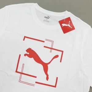 ●送料390円可能商品 プーマ PUMA 新品 メンズ ビッグロゴ カジュアル コットン 半袖 Tシャツ 白 XLサイズ[672421-02-XL] 三 参★QWER★