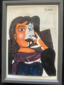 貴重肉筆！パブロ ピカソ Picasso「ドラマール」1937年 ミックスメディア 額装 オルセ美術館作品票 封蝋印 ピカソ公式印有り