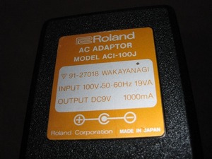  ローランド Roland 9V センターマイナス 1000mA ACI-100J 電源アダプター ACアダプター 中古 動作品 送料一律520円 同梱可
