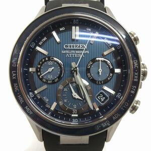 シチズン CITIZEN アテッサ ATTESA 腕時計 エコドライブ 電波 デイト クロノグラフ CC4050-18L 黒 ブラック 文字盤ブルー ウォッチ ■SM1