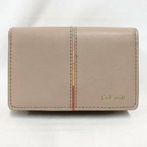 ○★新品未使用　Paul Smith (ポールスミス)　センターストライプ　三つ折り財布　ベージュ★○