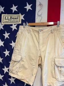 ★00s★L.L.Bean★エルエルビーン★カーゴショーツ★ショートパンツ★ヘビーウェイト★ジッパーフライ★薄ベージュ★W33★L-LLサイズ相当★