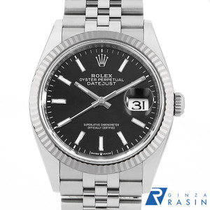 ロレックス デイトジャスト36 126234 ブラック バー 5列 ジュビリーブレス ランダム番 中古 メンズ 腕時計