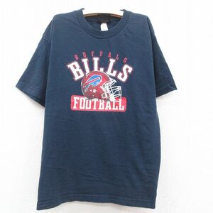 古着 リーボック 半袖 Tシャツ キッズ ボーイズ 子供服 NFL バッファロービルズ クルーネック 紺 ネイビー アメフト スーパーボウル 23