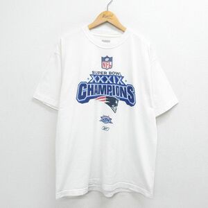 XL/古着 リーボック 半袖 ブランド Tシャツ メンズ NFL ニューイングランドペイトリオッツ 大きいサイズ コットン クルーネック 白 ホ