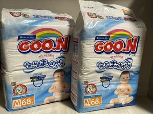 YR17)GOON おむつ　オムツ　紙おむつ ベビー用品 男女共用 テープタイプ 男女兼用 テープ　M Mサイズ　大容量　６８枚