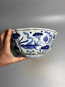 旧家蔵出 大明宣德年製 陶磁器 茶碗 青花 景徳鎮製 煎茶道具 中国古玩 中国唐物 中国美術 茶道具