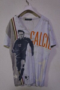 DOLCE＆GABBANA ドルチェ＆ガッバーナ Vネック Tシャツ カットソー size 44 イタリア製 アート