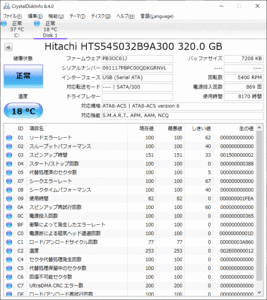 HTS545032B9A300 2.5インチ　SATA　320GB　HDD　ハードディスク