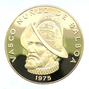  パナマ バルボア生誕500年記念 100バルボア金貨 1975年 21.6金 8.16g イエローゴールド コイン GOLD コレクション 美品