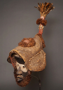 アフリカ　コートジボワール　ダン族　マスク　仮面　No.298　木彫り　アフリカンアート　彫刻