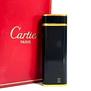 １円スタート Cartier カルティエ ライター ブラック ゴールド ガスライター 喫煙具 箱付き