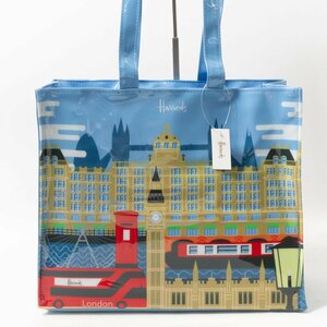 タグ付き 未使用 Harrods ハロッズ ショルダートートバッグ 水色 スカイブルー ロンドン柄 可愛い おしゃれ カジュアル レディース 鞄