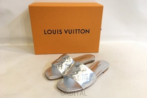 二子玉) Louis Vuitton ルイヴィトン 未使用 リバイバルライン モノグラムフラットサンダル シルバー レディース 35.5 23cm位