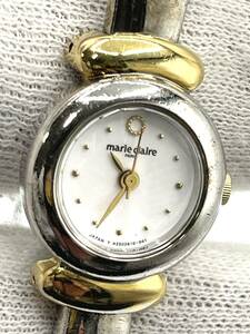 【電池切れ】Marie claire マリ クレール　レディース　クォーツ腕時計　白文字盤　バングルウォッチ　H25261-00　ケース幅：1.8　
