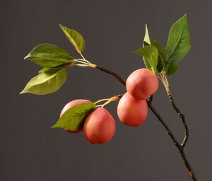造花 中国梨 果実4個 枝付き 3本セット (レッド)
