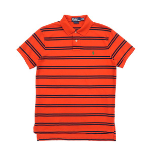 古着 ラルフローレン Polo Ralph Lauren 半袖ポロシャツ ボーダー オレンジ サイズ表記：M　gd80166