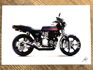 KAWASAKI Z400FX バイクイラスト ハガキサイズ プリント №3.