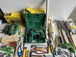 At104大量◆工具 道具◆まとめて/セット 電動工具 大工道具 DIY ハンドツール 鋸/のこぎり 鋏 HITACHI FJ 50VA/FV 12VA ジグソー 等