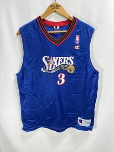 ■ 子供用 90s 90年代 ビンテージ Champion NBA Philadelphia 76ers #3 IVERSON バスケ ユニフォーム XL Sixers シクサーズ アイバーソン■