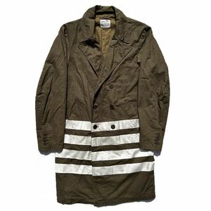 1998AW HELMUT LANG ヘルムートラング ライン ロングコート ペンキ ペイント ステンカラー コート ラフシモンズ ミリタリー 本人期 98aw