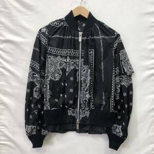 【sacai】サカイ Bandana Print Bomber Jacket 19-04267 ブルゾンジャケット 総柄 ブラック レディース ts202403