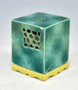 「四方　香炉」 香道具 香炉 角型 陶器 透かし 青釉 緑釉 y92270334