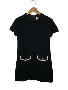 VALENTINO◆BLACK TWEED MINI DRESS/ワンピース/40/レーヨン/ブラック/2B3VA1C06U8