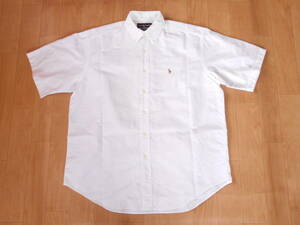 ☆8090’ｓオールドヴィンテージ　ラルフローレンBLAKE　半袖BDシャツ　サイズM大き目 良品！オックスフォード風無地白ボタンダウンブレア