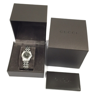 グッチ デイト クォーツ 腕時計 5500L レディース ブラック文字盤 稼働品 ファッション小物 付属品あり GUCCI