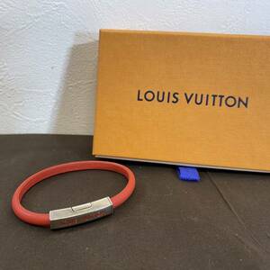 ▼●【MH-5930】中古品 LOUIS VUITTON ルイヴィトンブラスレ クリップ イット M8120 ロゴ レザー ブレスレット レッド【レタパプラス可】