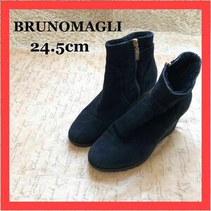 【美品】BRUNOMAGLI ブルーノマリ　ブラック　ショートブーツ 24.5cm