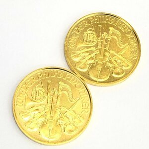 K24IG　ウィーン金貨　ハーモニー　1/10oz　2023　2枚まとめ　総重量6.2g【CDAJ7021】