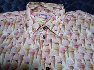 　COtON DOuX　コトンドゥ　長袖ソフトクリーム柄プリントシャツ　ピンク　42(XL相当)　USED 美品