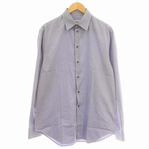 アルマーニ コレツィオーニ ARMANI COLLEZIONI シャツ ストライプ ワイシャツ 長袖 41 L 薄紫 パープル