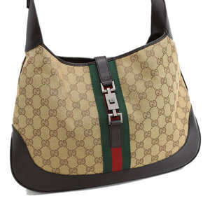 1円 ◎美品 GUCCI グッチ ワンショルダーバッグ セミショルダー 001・3346 ジャッキー シェリーライン GGキャンバス◎E.Cil.tI-05