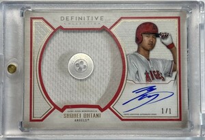 【激レア実使用ボタン部分!1/1枚限定】大谷翔平直書きサイン 2019 Topps Definitive Game-used Jersey